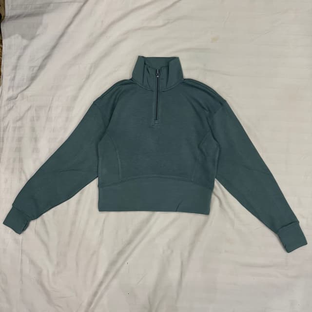 Danskin Teal Cropped Zip-Back Active Hoodie - Size XS